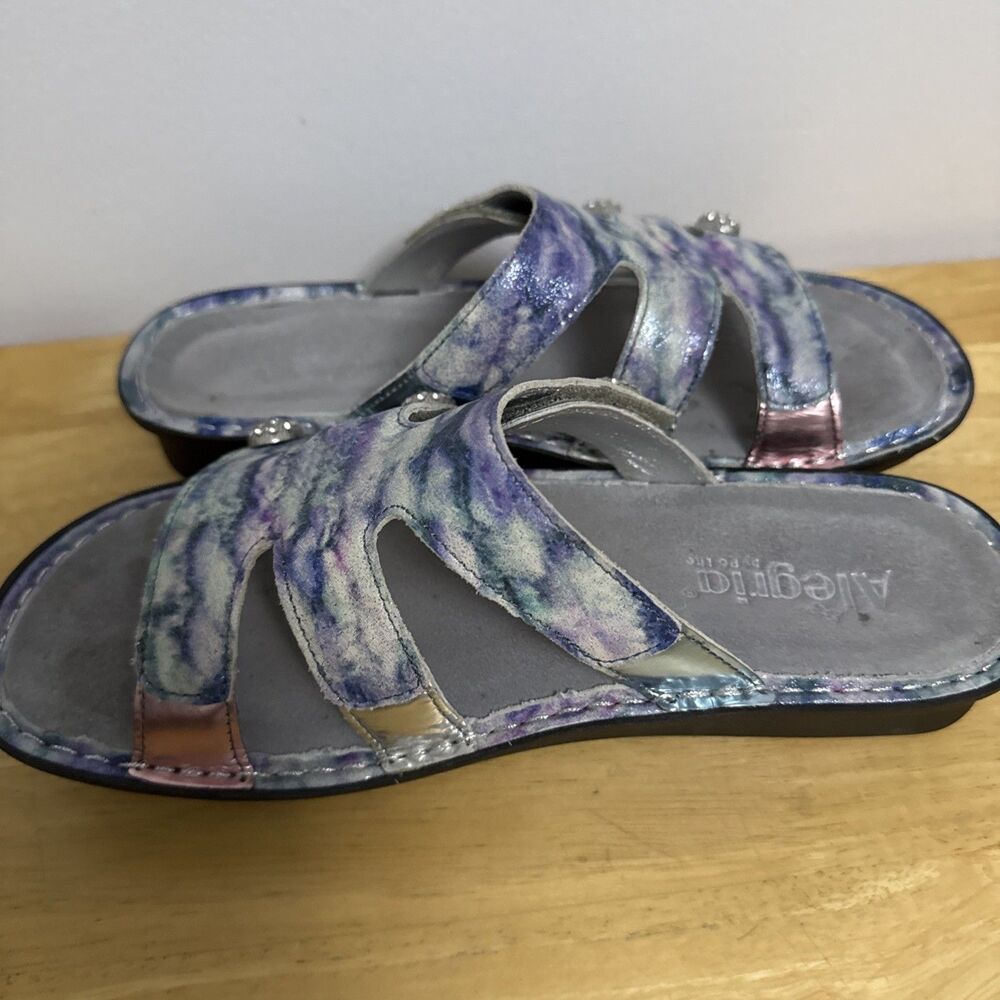 ALEGRIA Triple Leather Strap Venice Sandals Impressionista Women Sz 8.5 39 - Picture 5 of 10